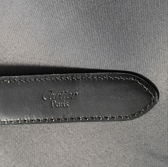 ❤️CARTIER PARIS SILVER BUCKLE WITH BLACK & BURGUNDY REVERSIBLE BELT 31-33.5 - Picture 4 of 9